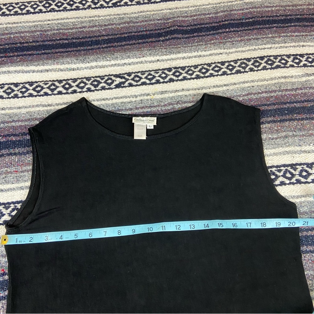 3/$12 Coldwater Creek Black Sleeveless Shirt Tank Top Shell Large L Blouse - Picture 2 of 5